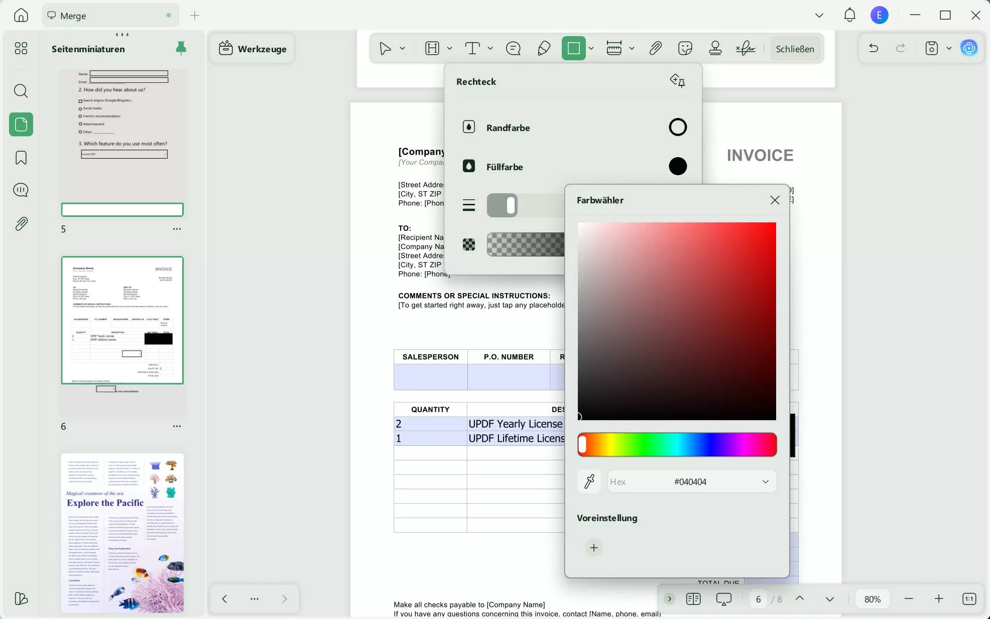 PDF: Textfarbe ändern