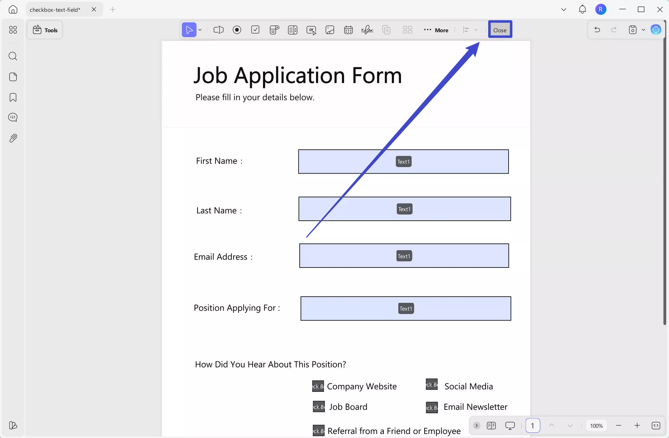 Close form mode updf windows