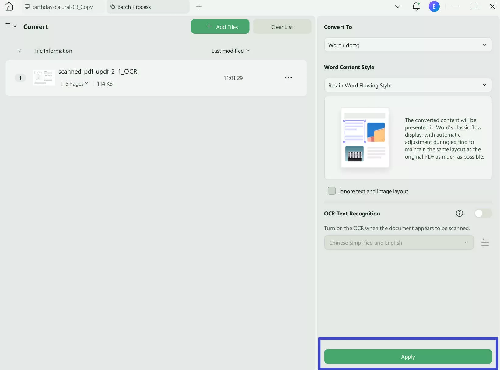 convert PDF to word on UPDF