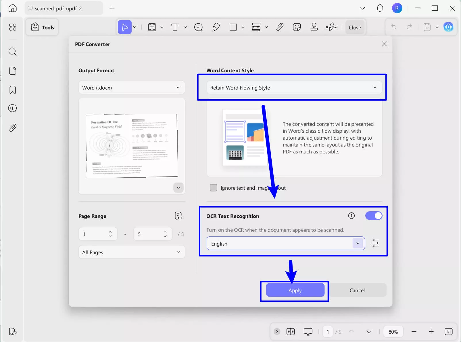 convert scanned PDF to Word with UPDF on Windows