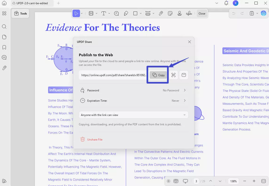 create url for pdf and copy link