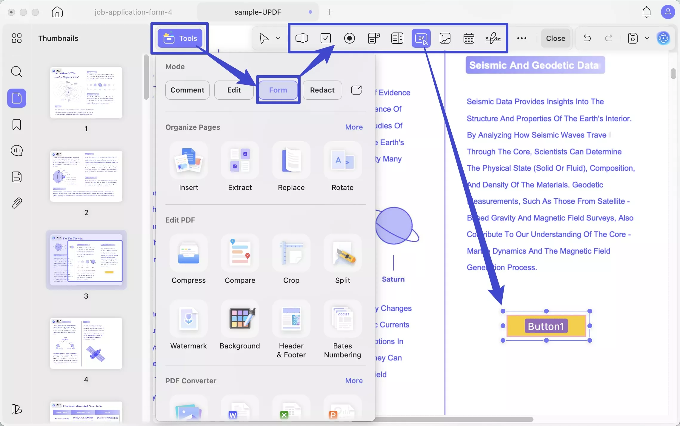 enter form mode on updf mac