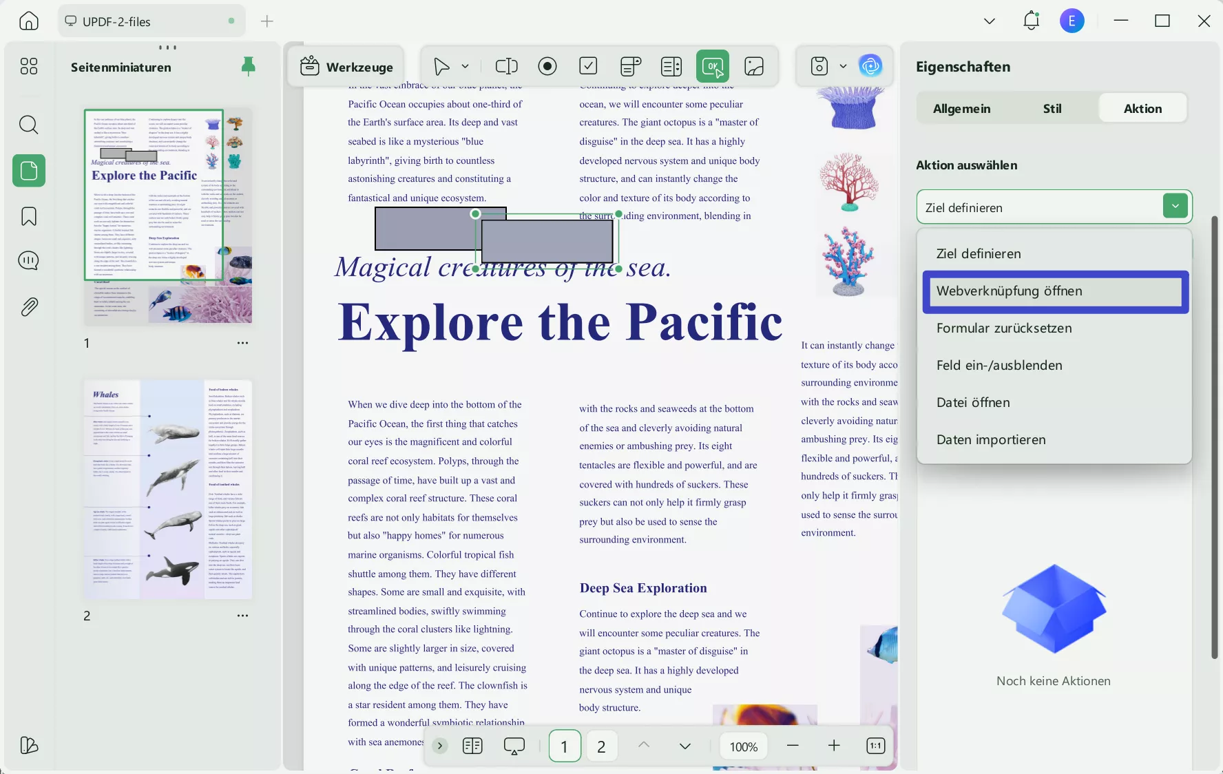 Öffnen Sie einen Weblink UPDF-Schaltflächenfunktion hinzufügen