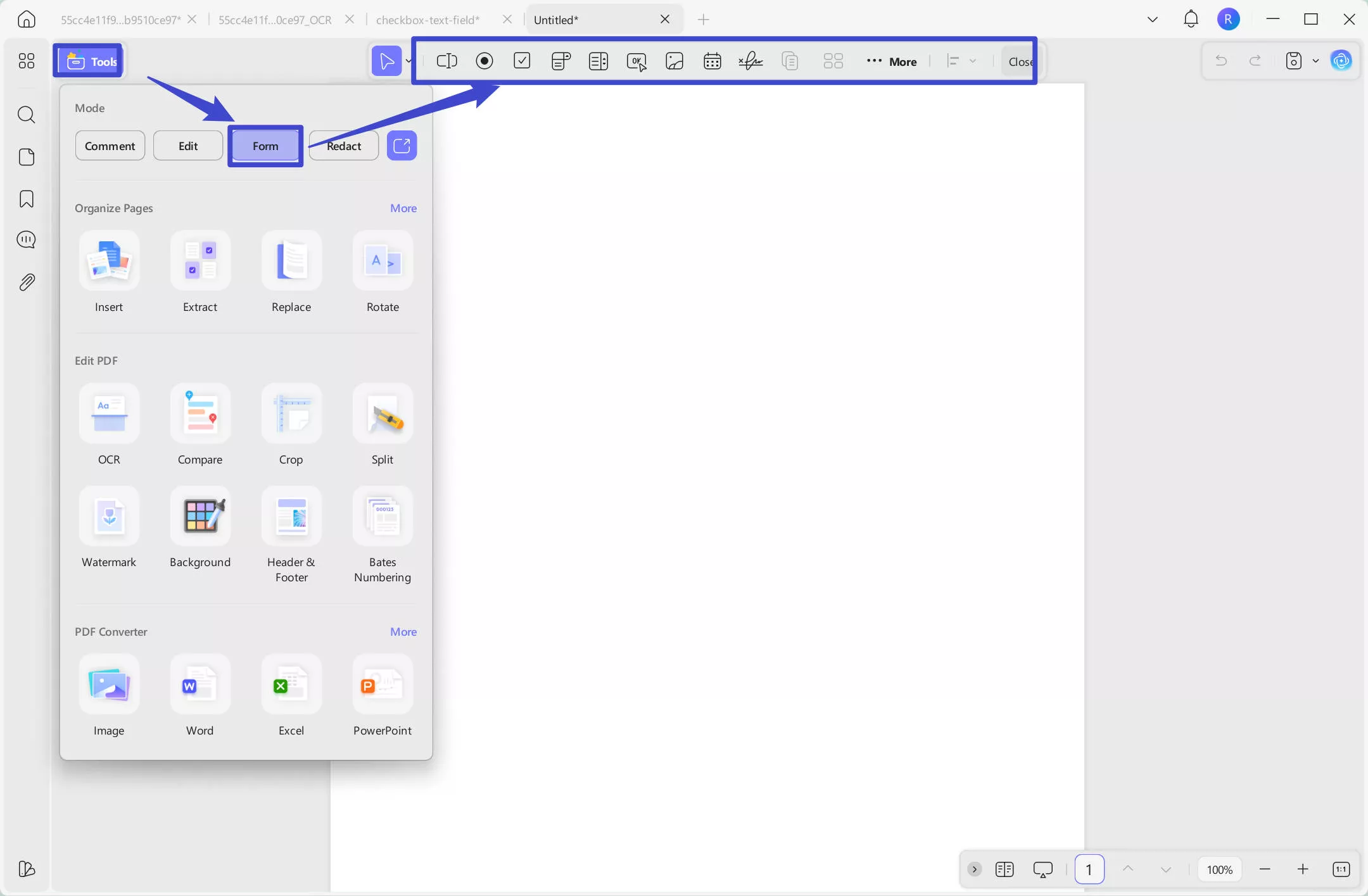 Form in tools with UPDF on Windows