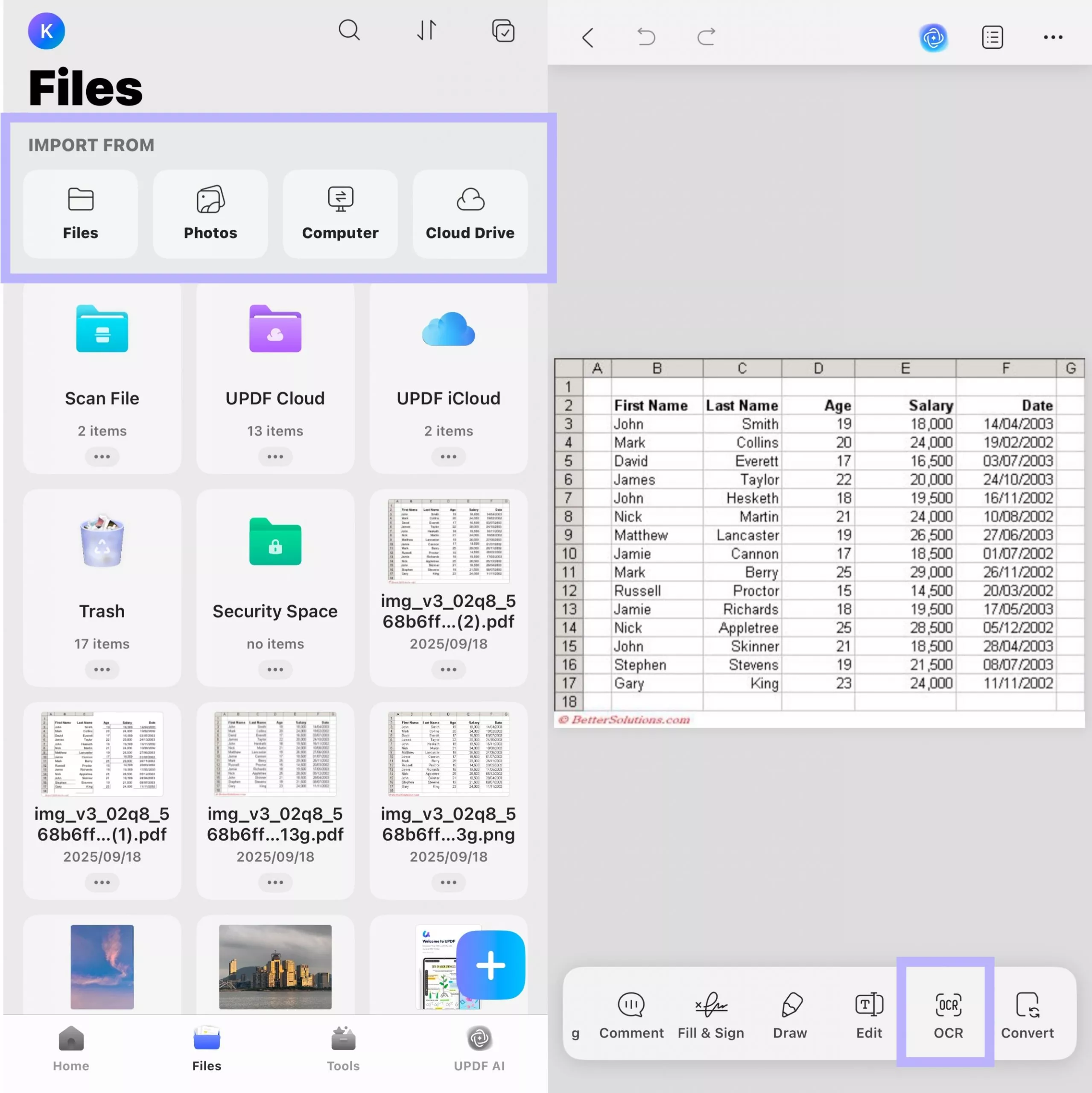 import scanned pdf and ocr