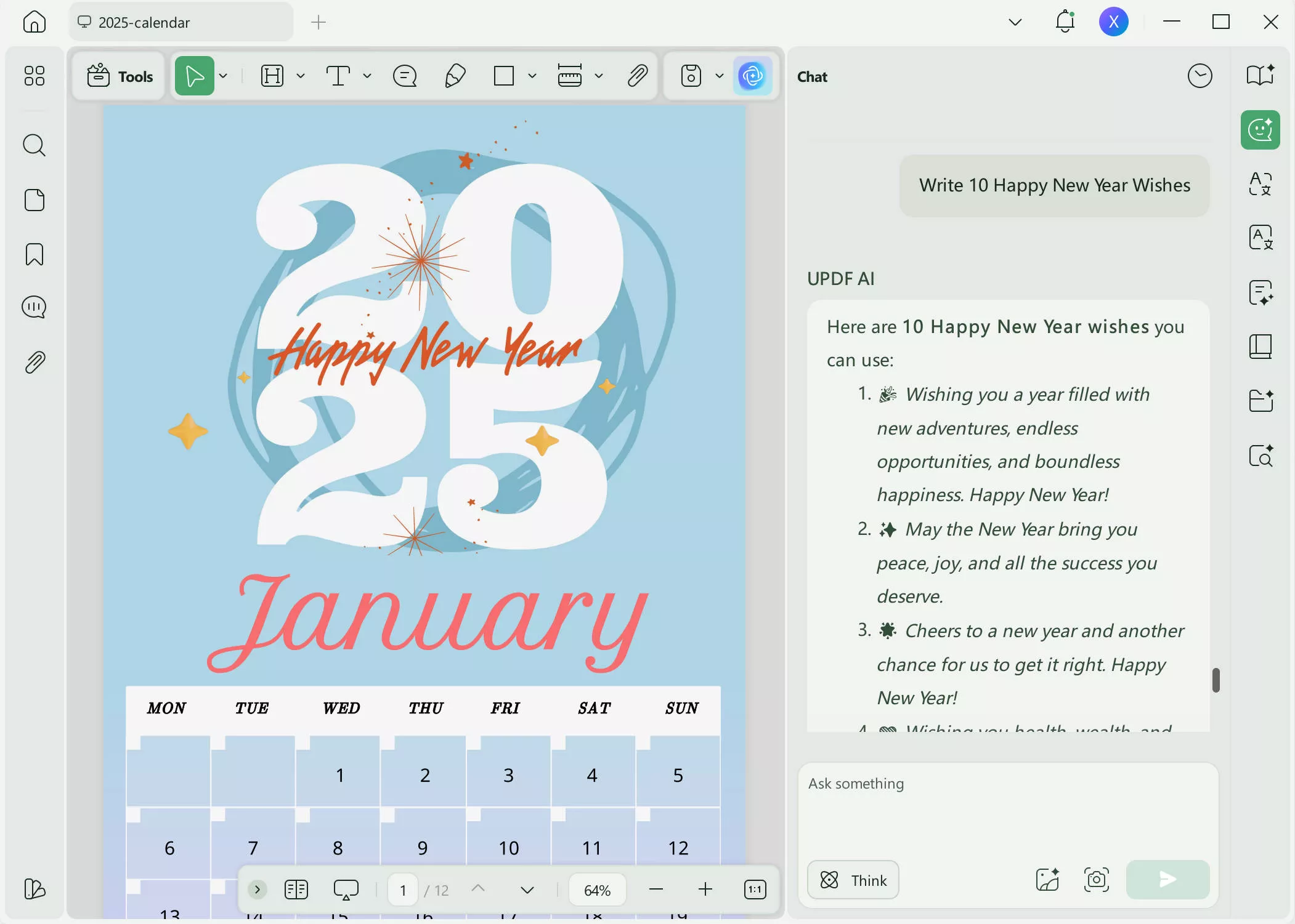 create happy new year wishes with updf