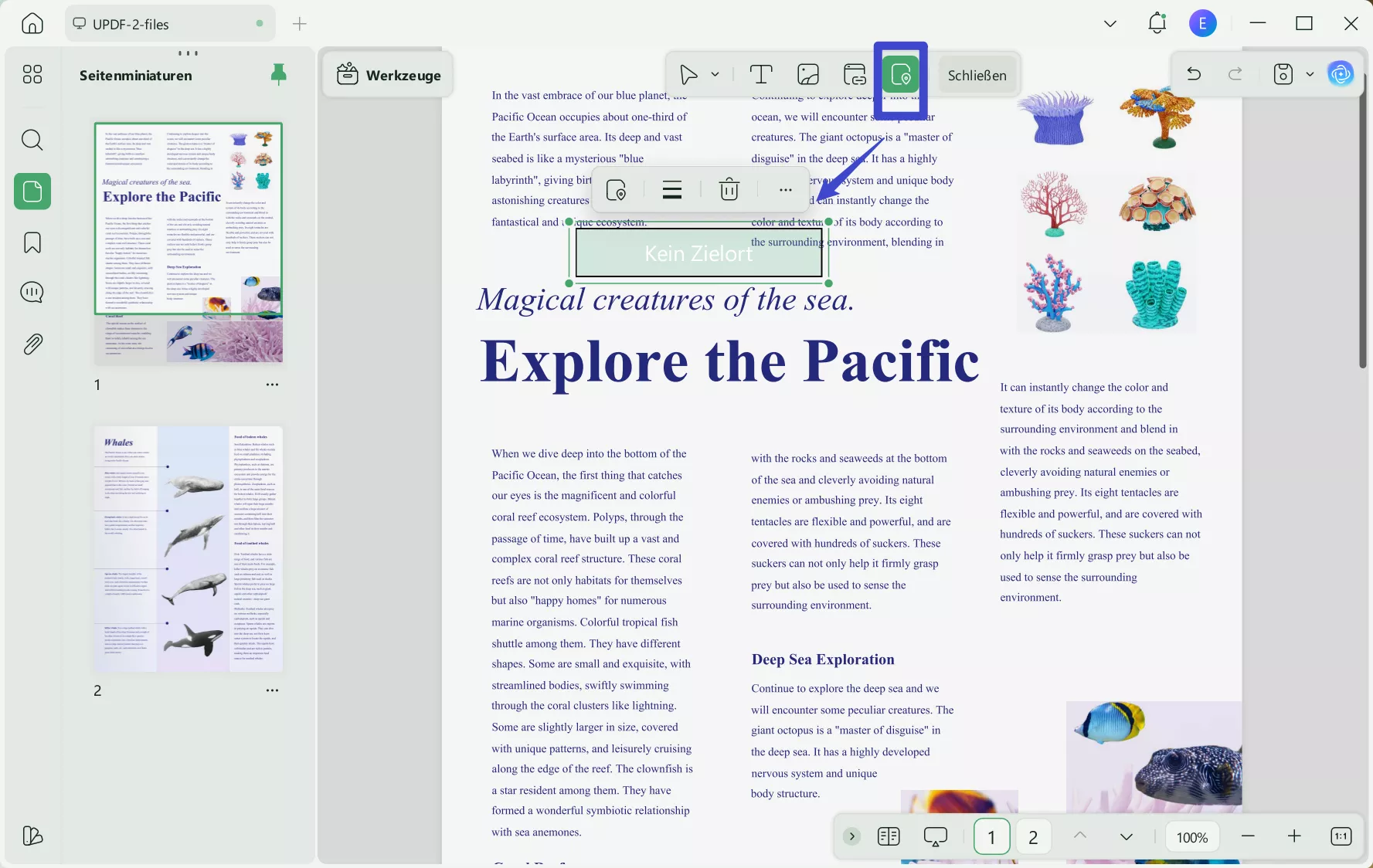 Link zur Seite UPDF, Link-Funktion hinzufügen