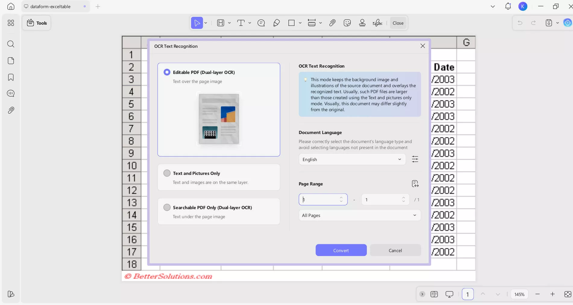 ocr on scanned table