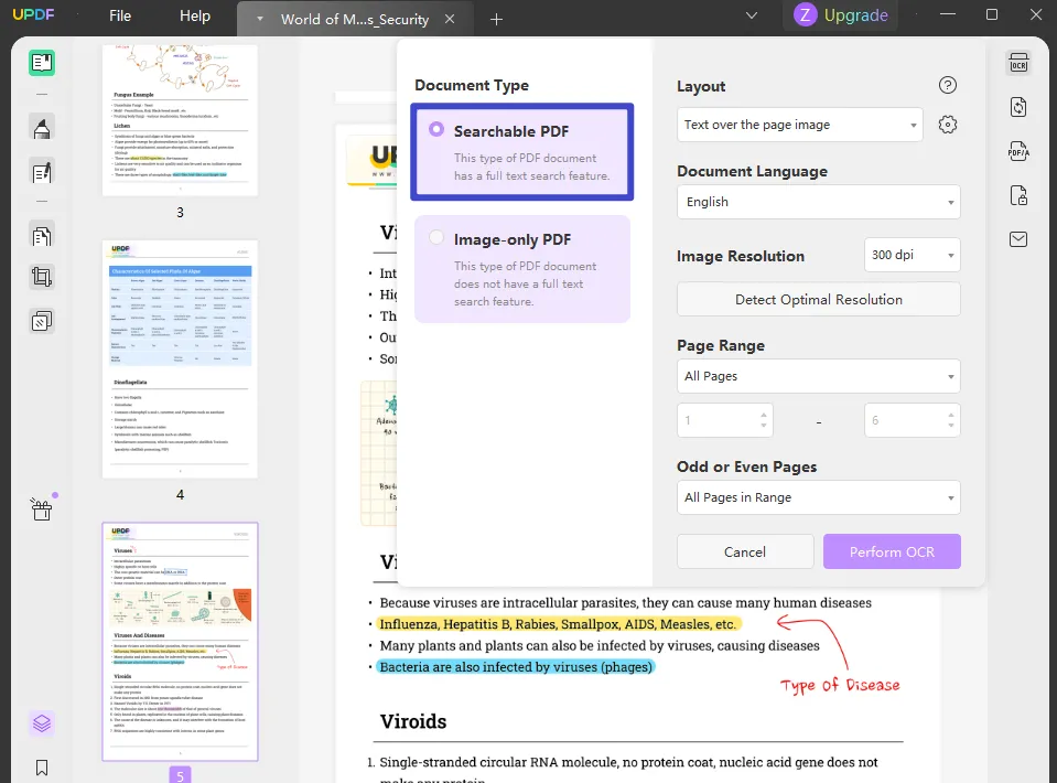 selezionare il tipo di pdf ricercabile