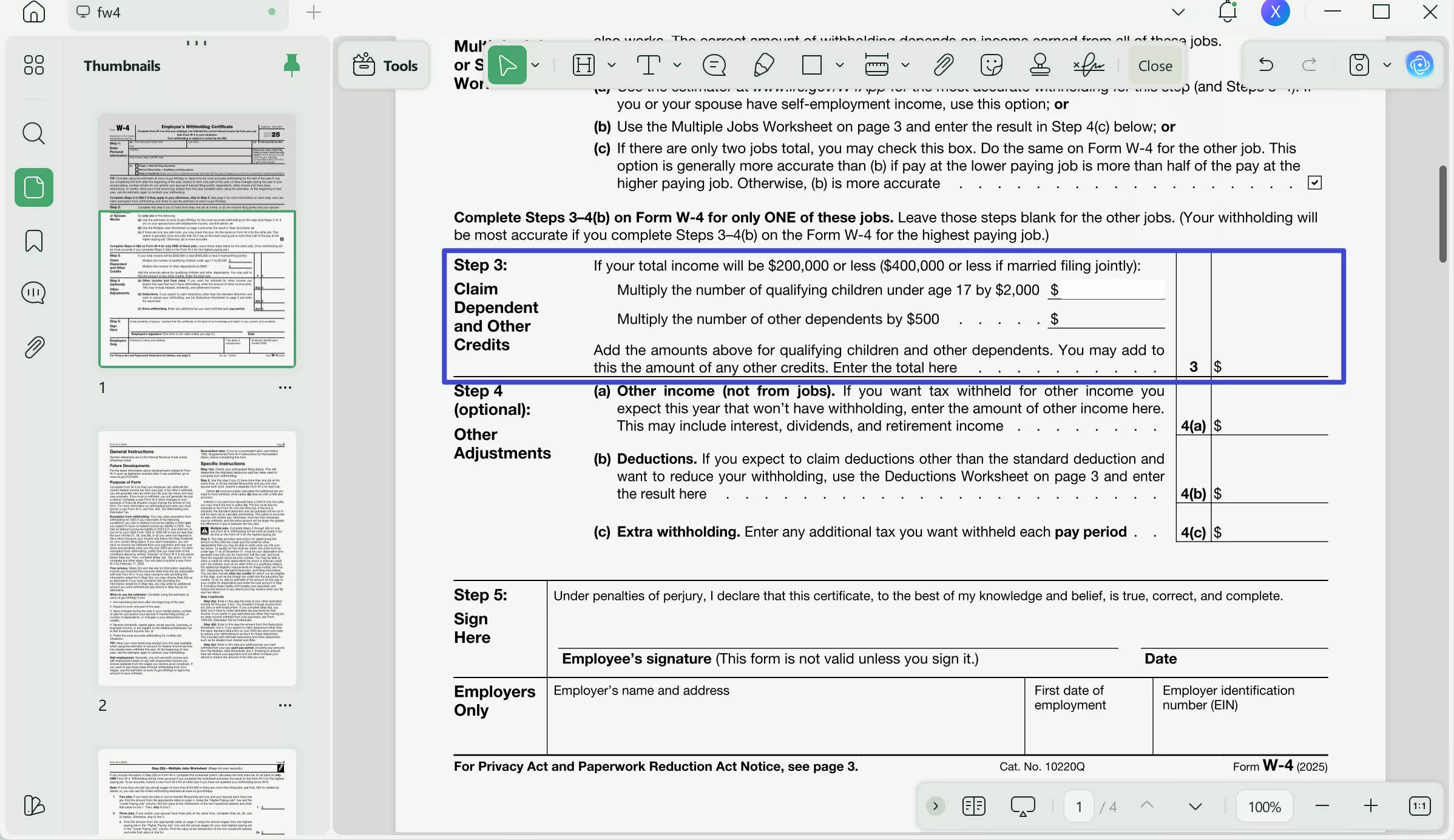 claim dependents in step 3 of the w 4 form