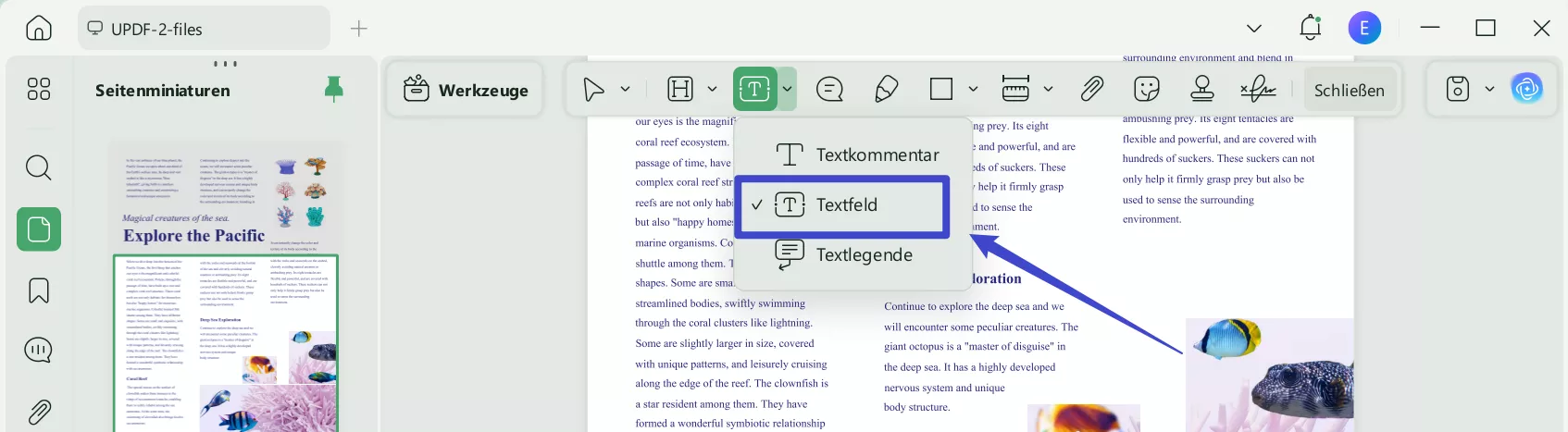 Textfeld mit UPDF hinzufügen