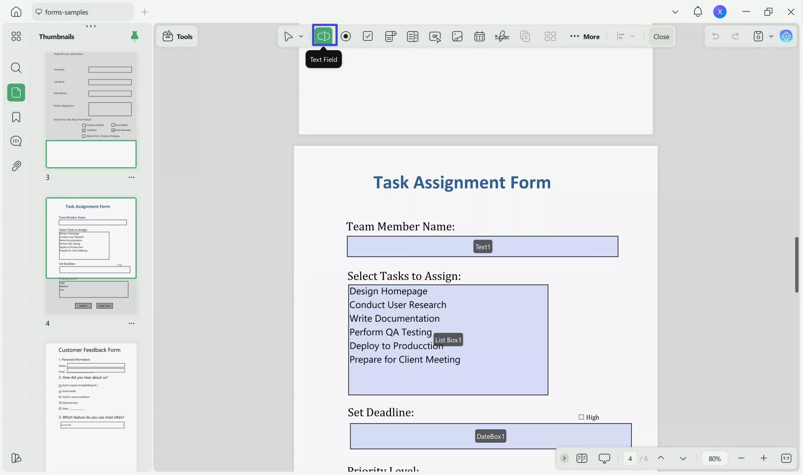 add text fields updf windows