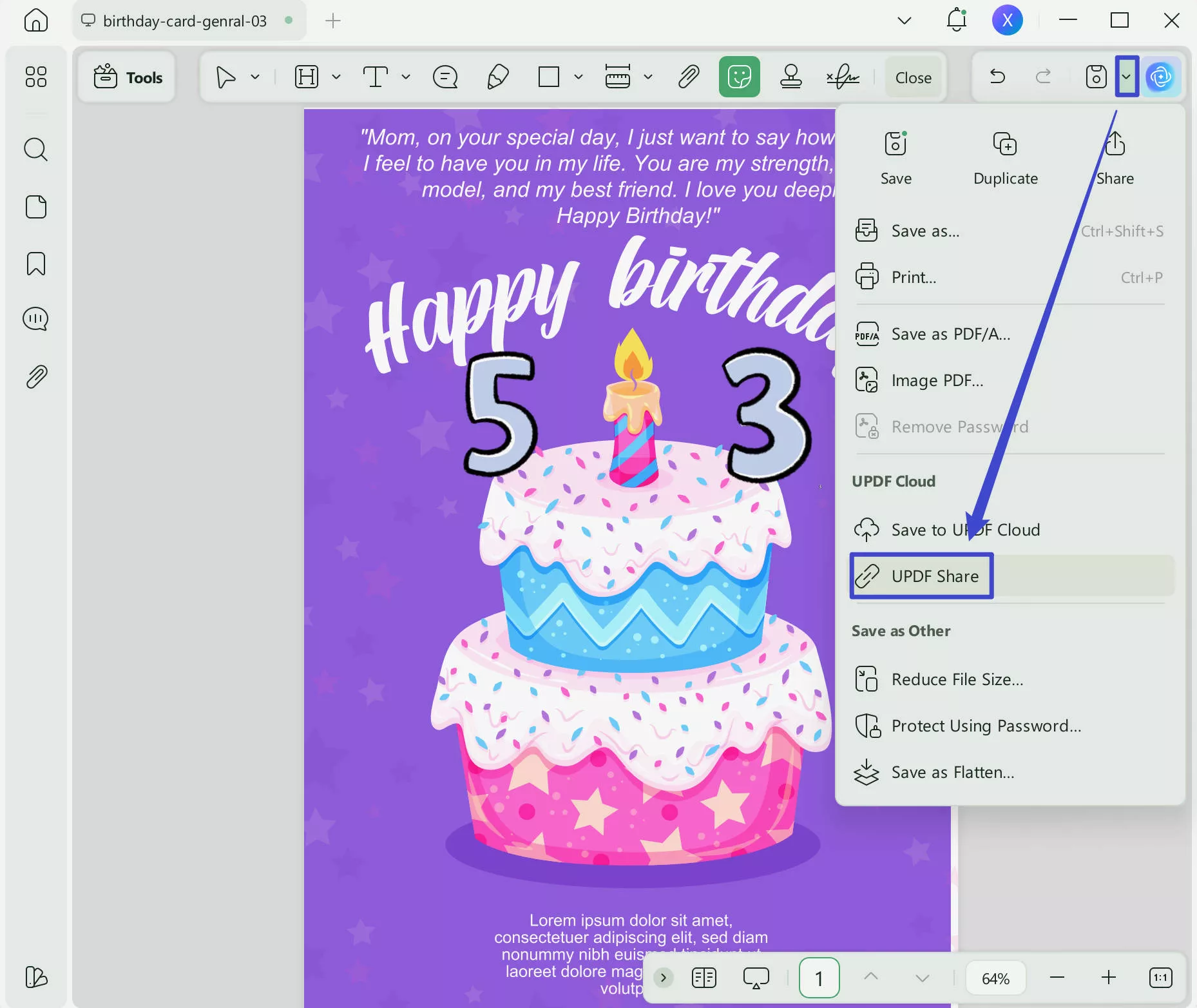 share the birthday card