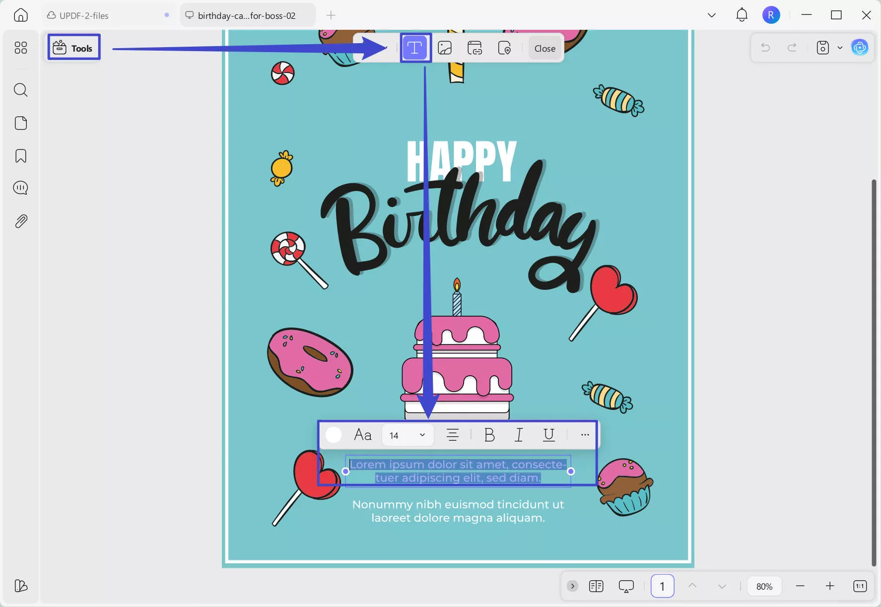 edit birthday card updf windows