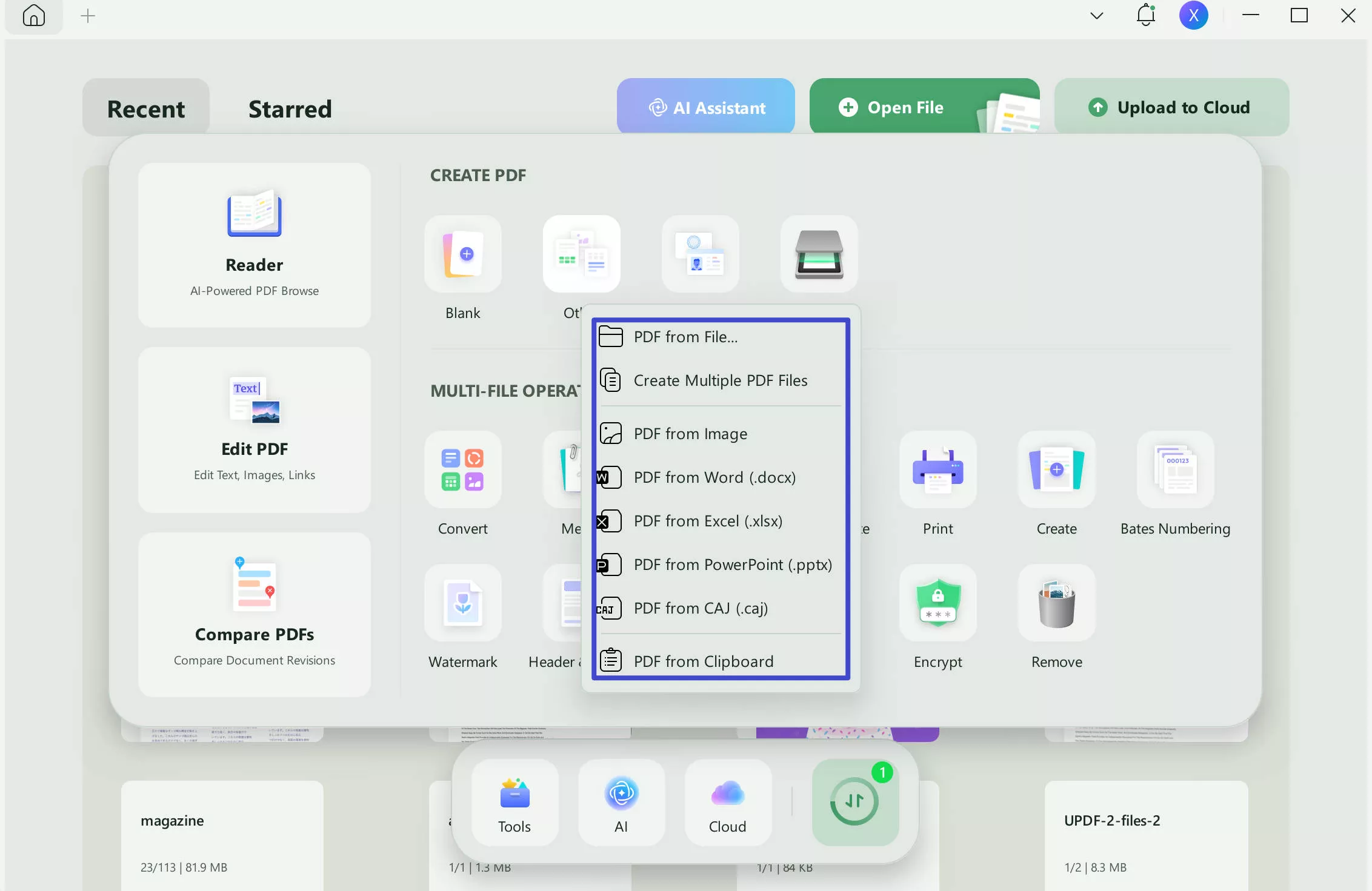 create pdf with different file formats