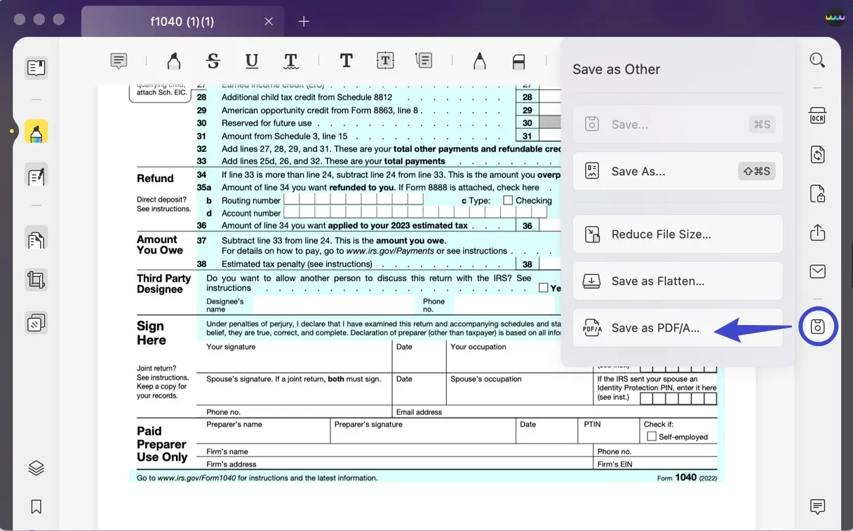 pdf to pdf a mac save as pdfa