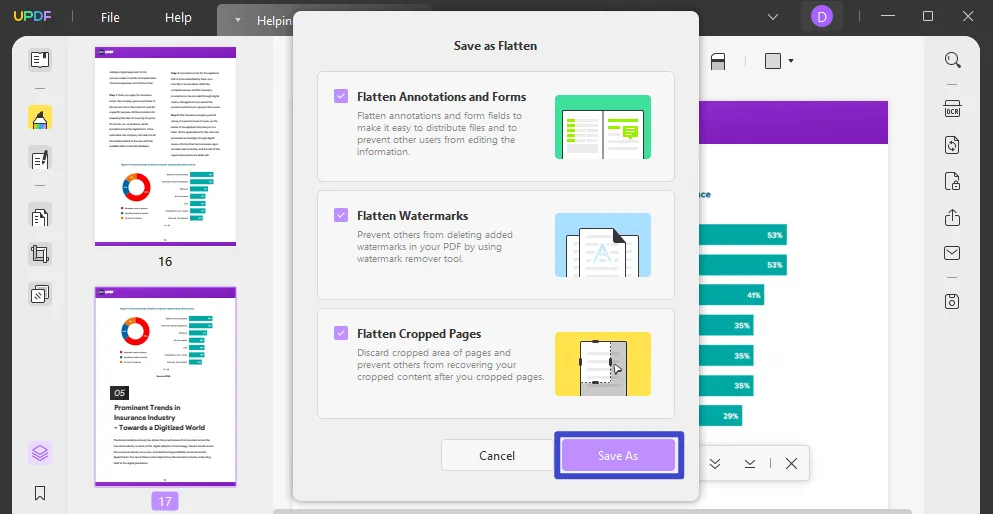 how to make a pdf non editable save as flatten