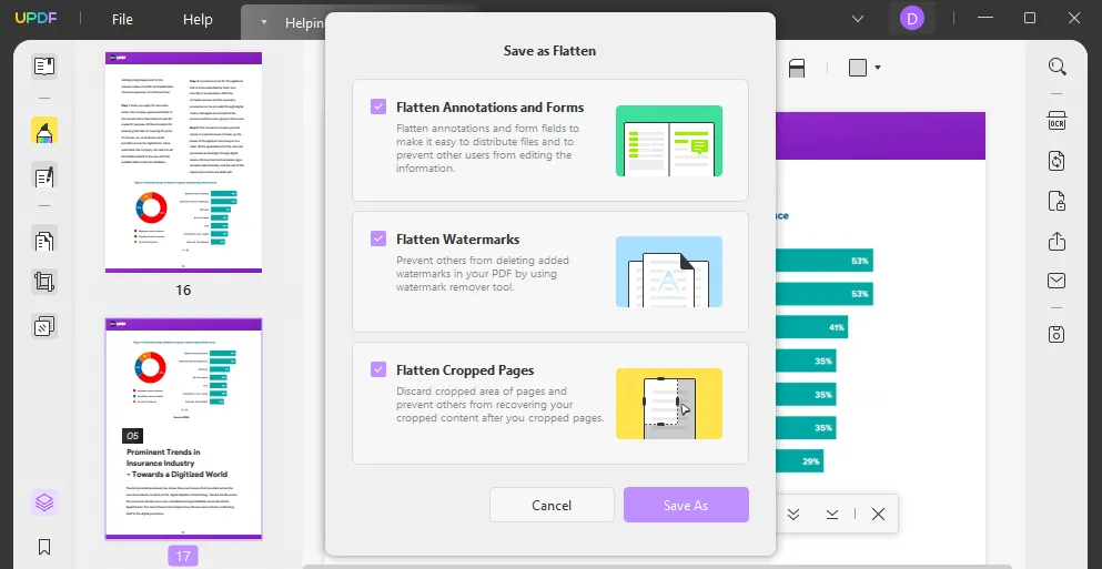 save the pdf as flatten to remove links from pdf