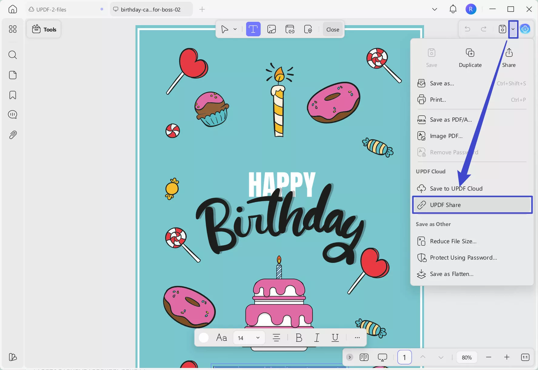 share the PDF card with your grandson