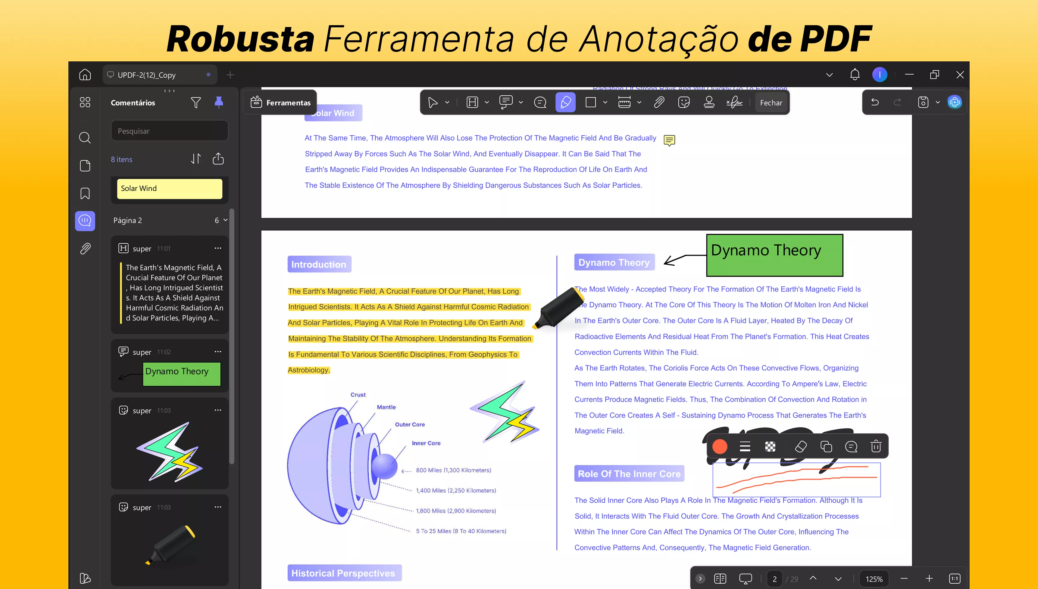 como destacar pdf com updf