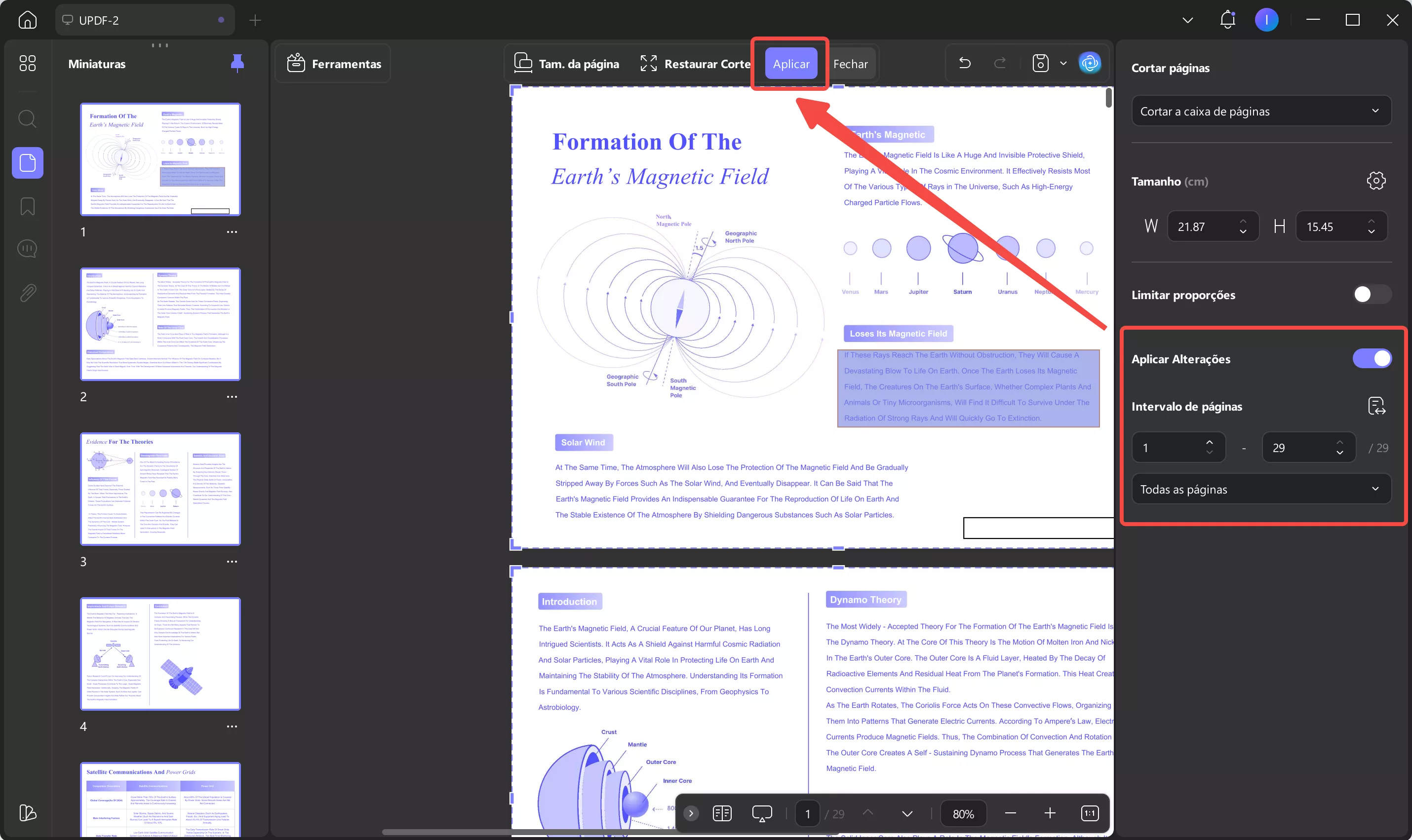 aplicar alterações