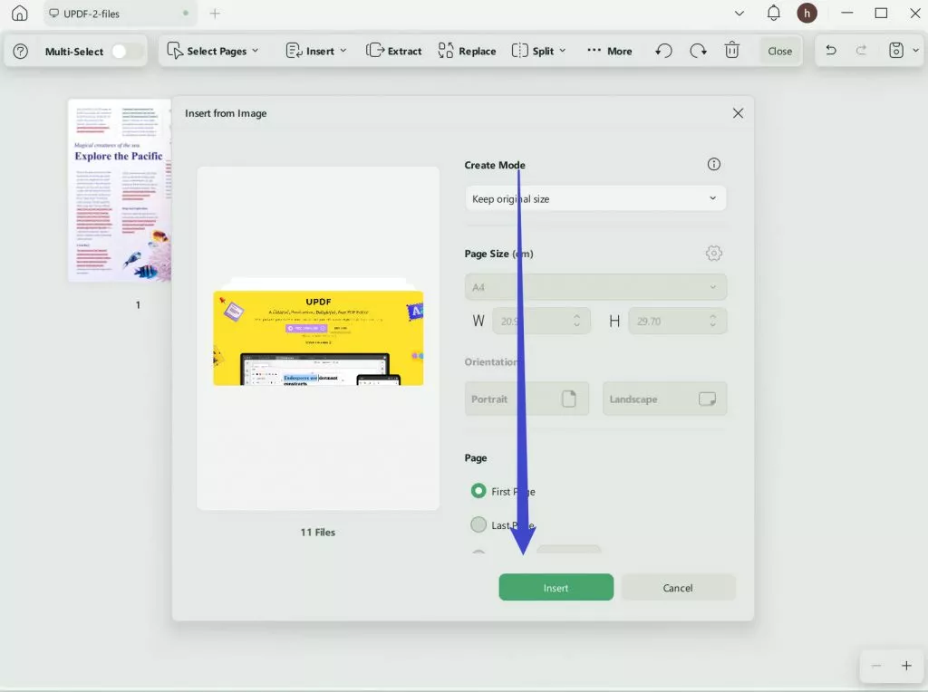 apply to insert from image updf windows