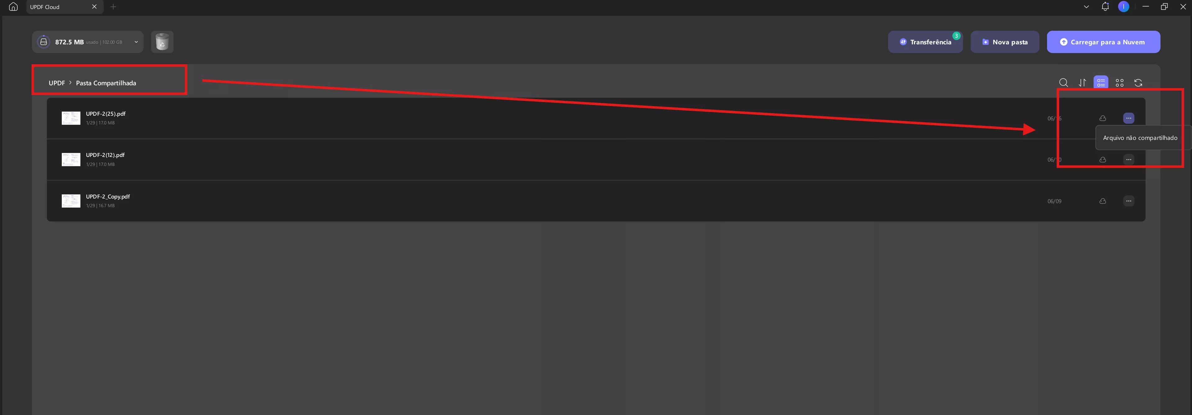 arquivo não compartilhado