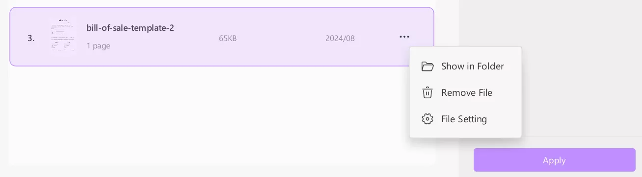 batch combine file setting