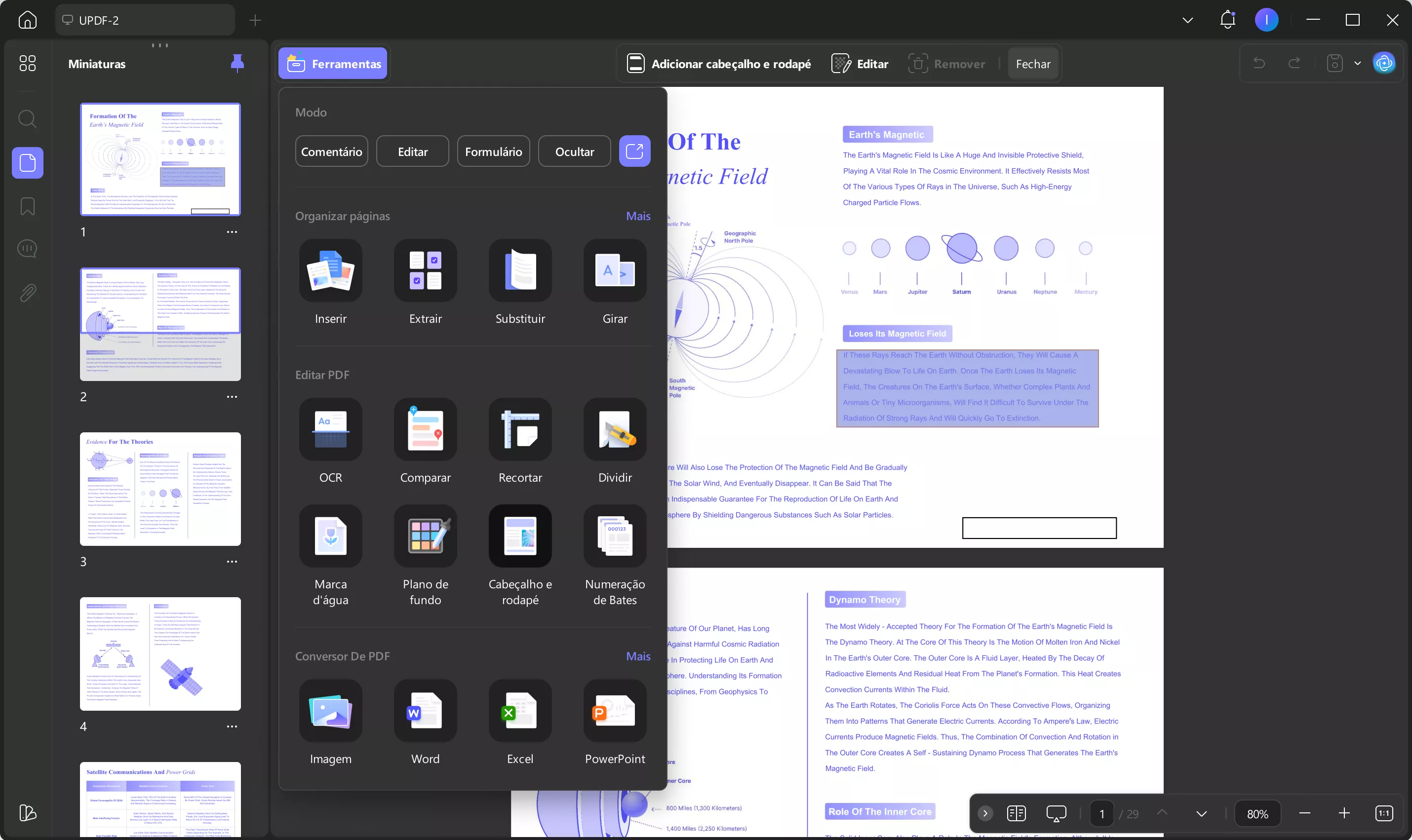 remover cabeçalho e rodapé de pdf