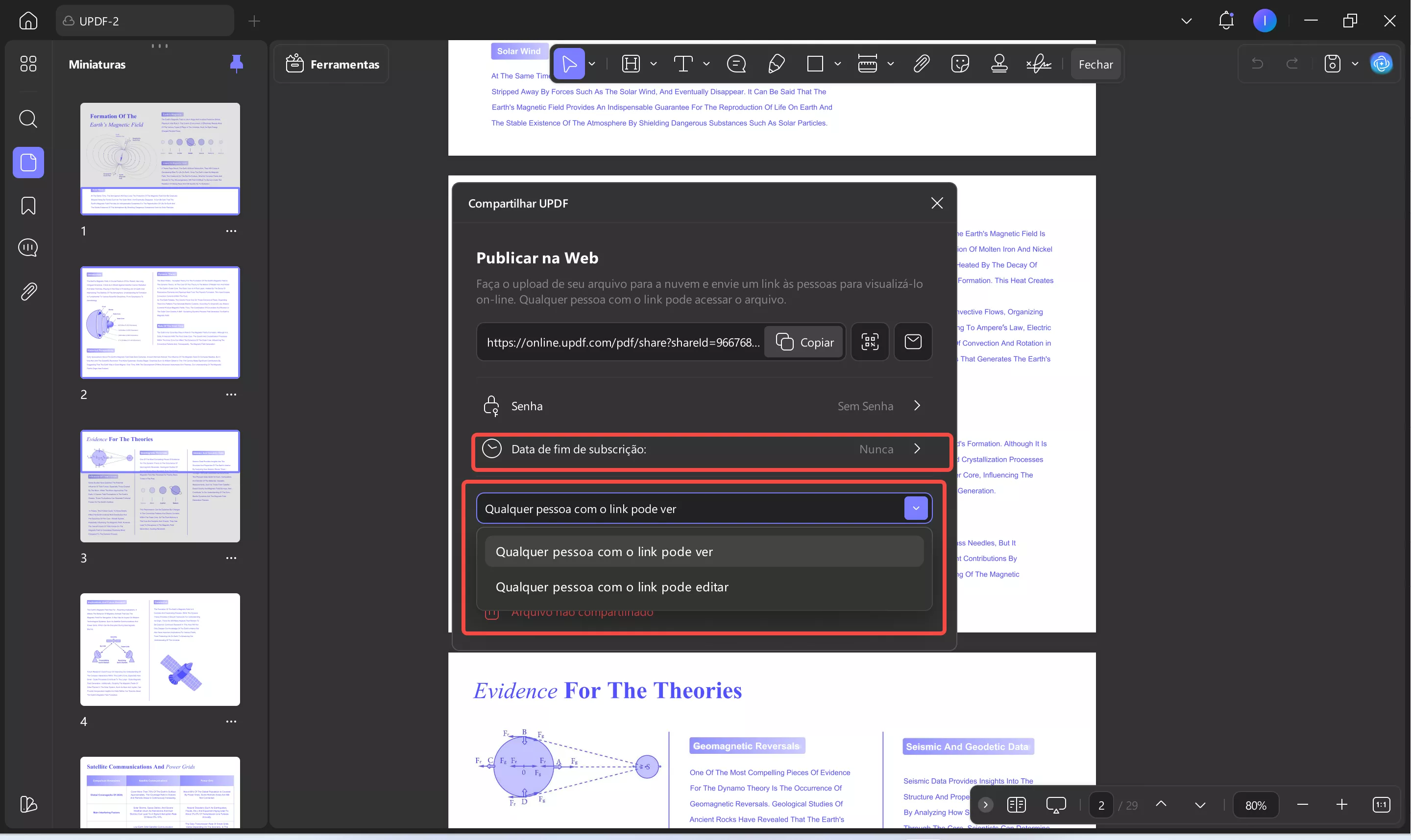 compartilhar um pdf através de um link