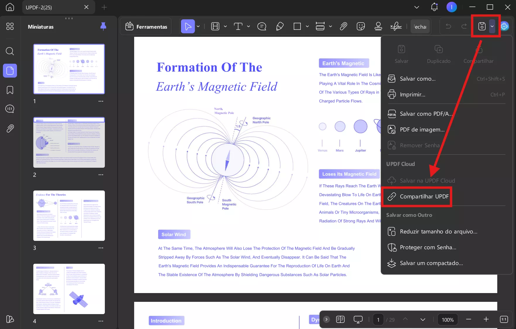 compartilhar ícone pdf para url