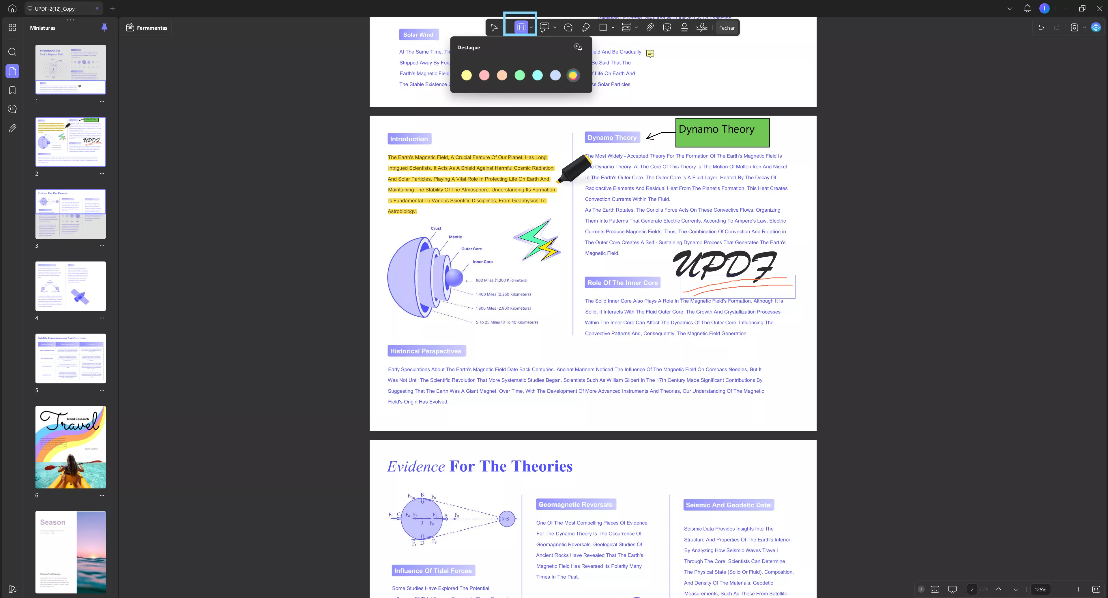 como realçar texto em pdf com updf