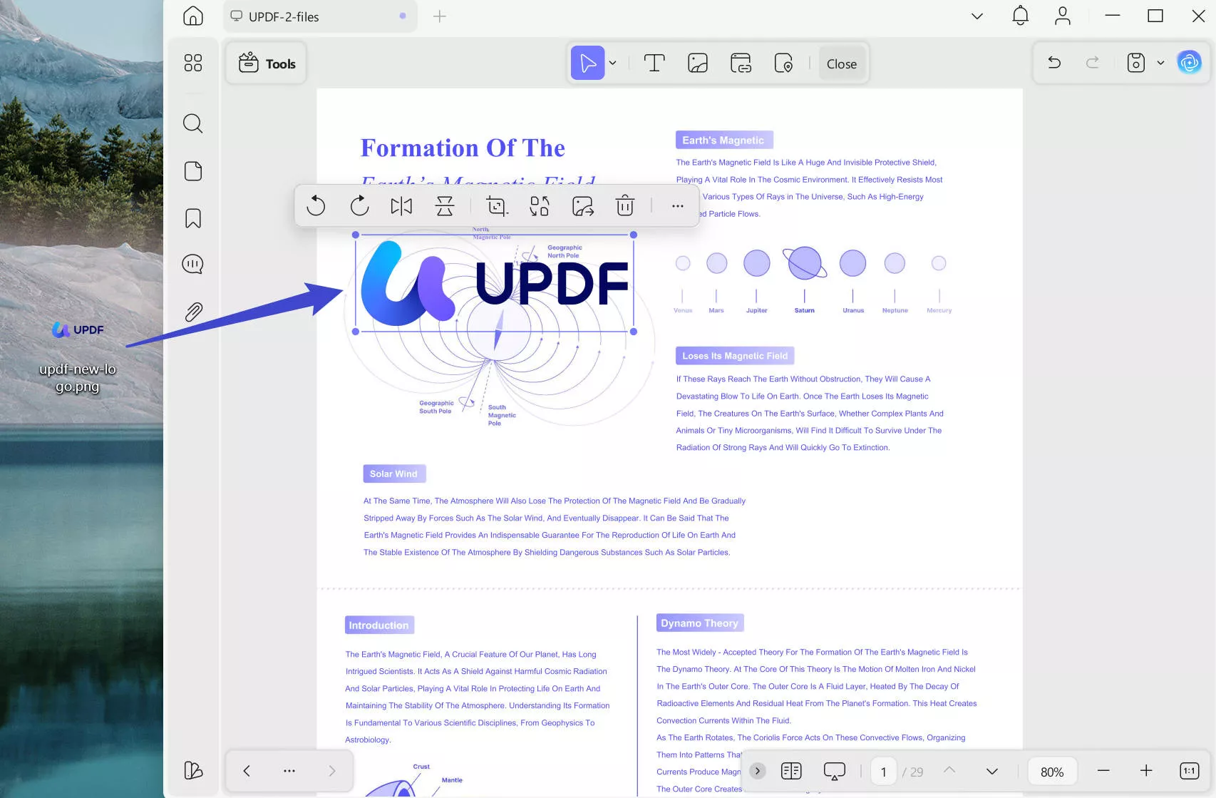 ziehen, um das Bild mit updf windows zu pdf hinzuzufügen