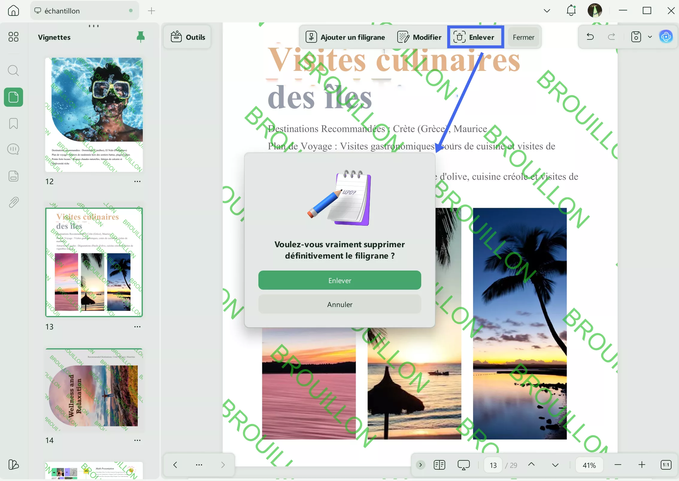supprimer le filigrane en arrière-plan