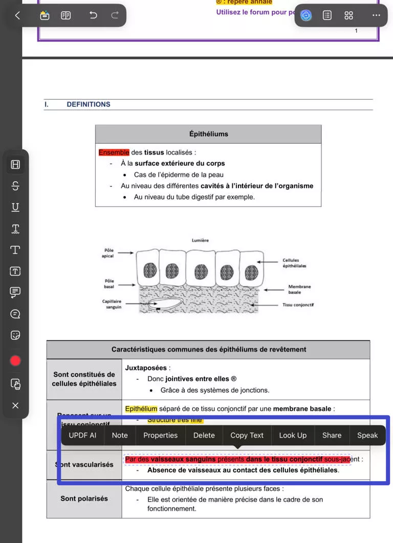Highlight content in iPad