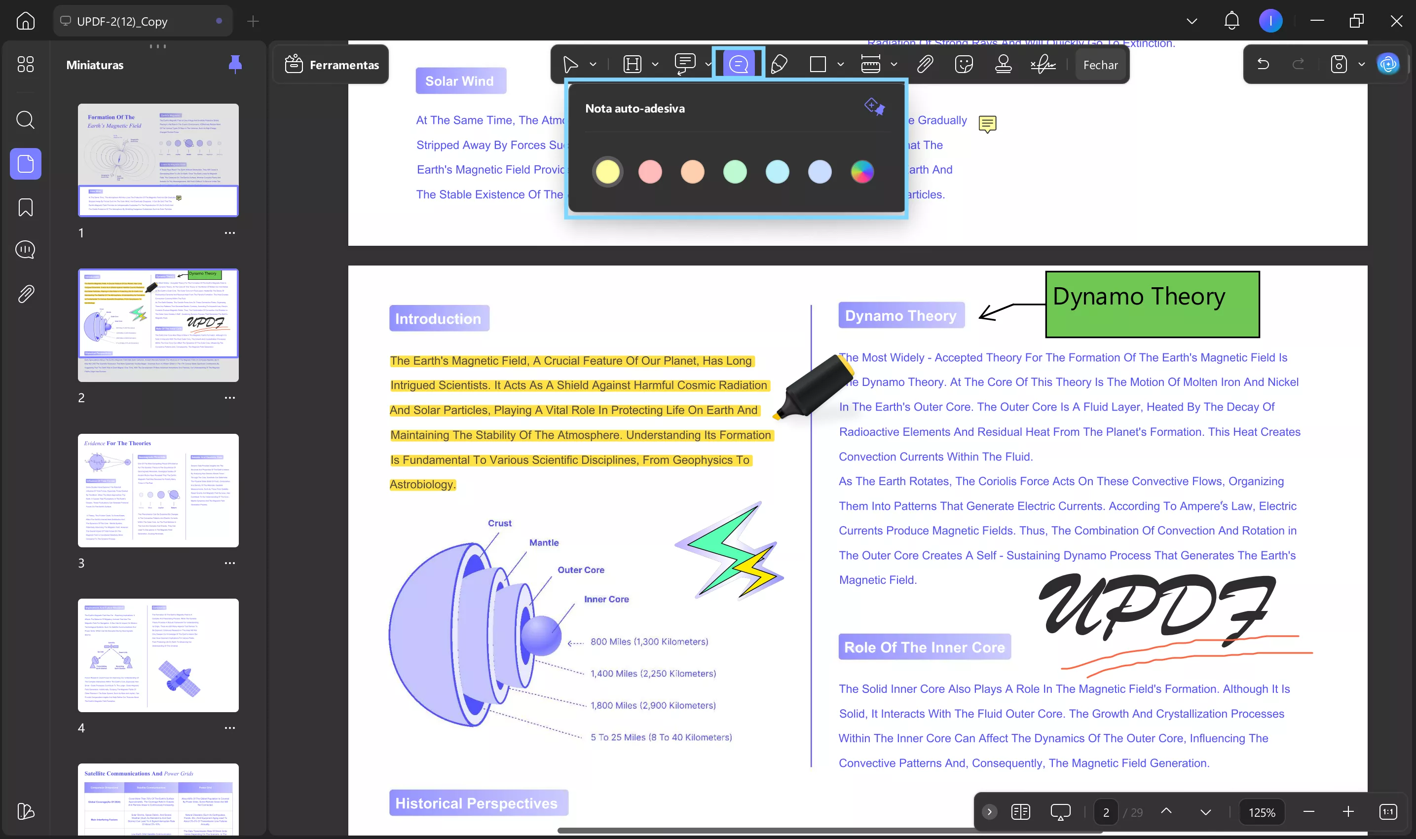 clique com o botão direito do rato para realçar partes