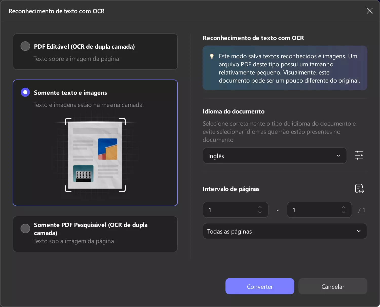 somente texto e imagens