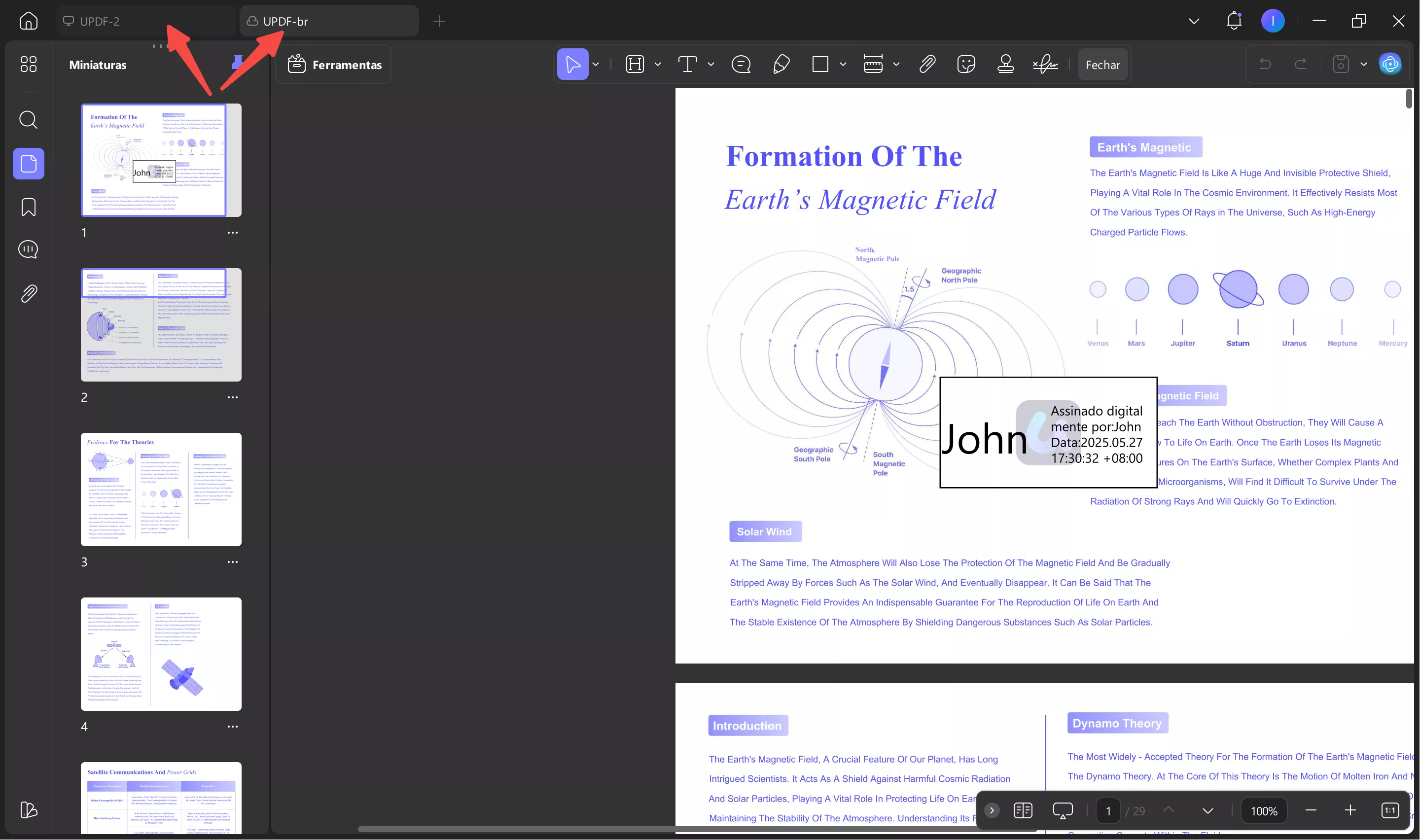 selecione vários documentos pdf para abrir simultaneamente