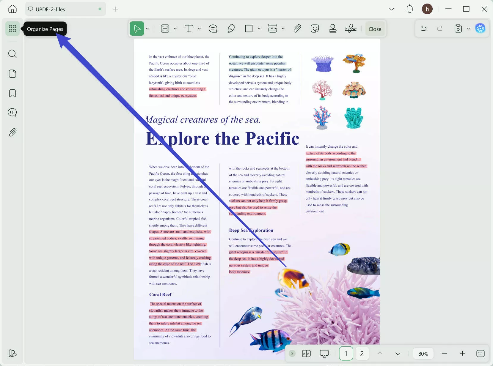 organize pages updf windows