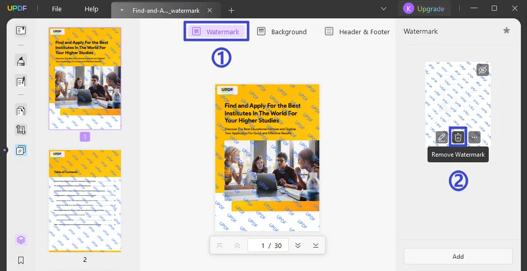 remove watermark from pdf online updf