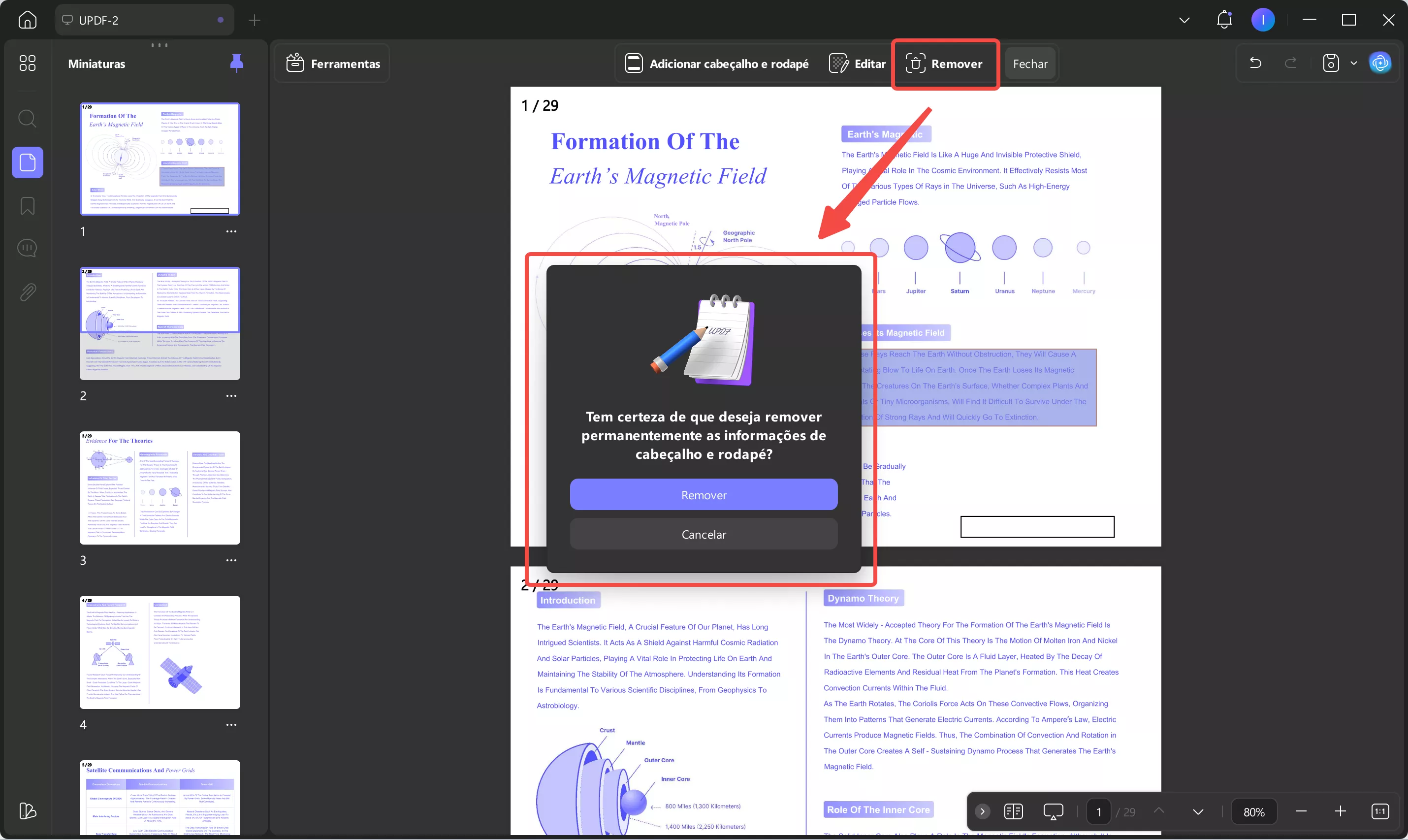 remover cabeçalho e rodapé de pdf