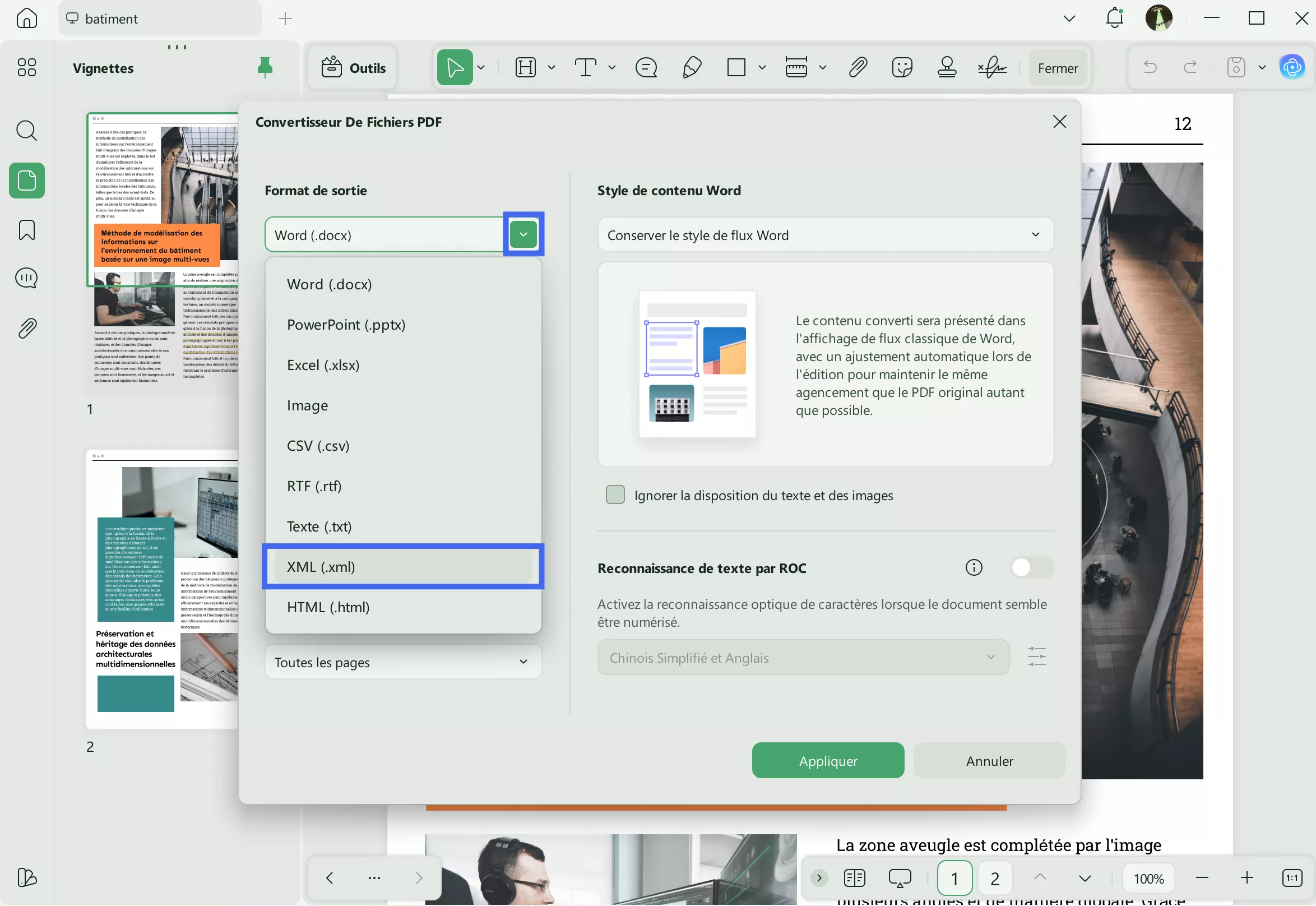 convertir pdf en xml
