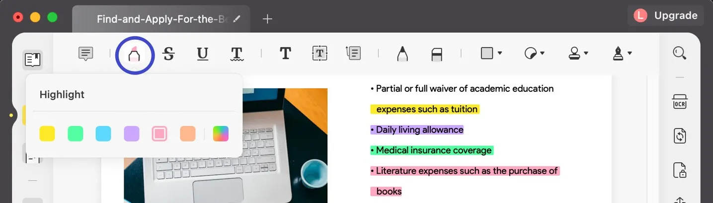 cocomment surligner un PDF sur mac avec UPDF 