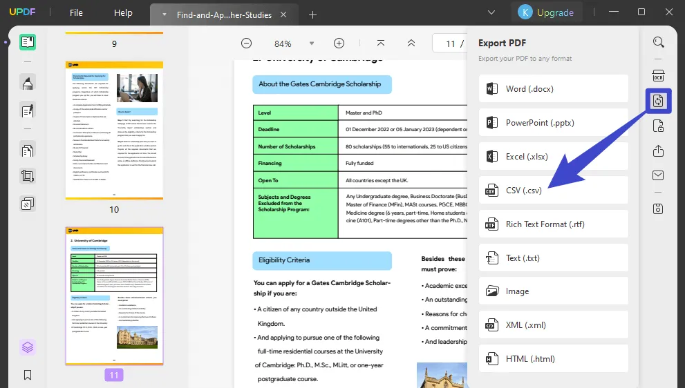 pdf in csv konverter updf