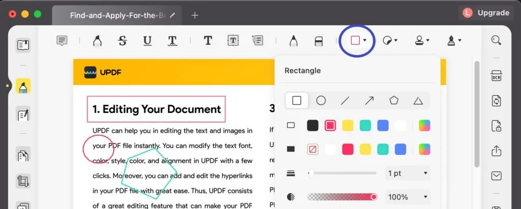 how to add shape to pdf on mac