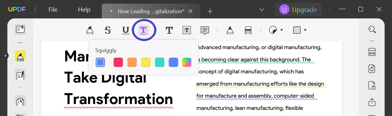 how to annotate pdf squiggly line