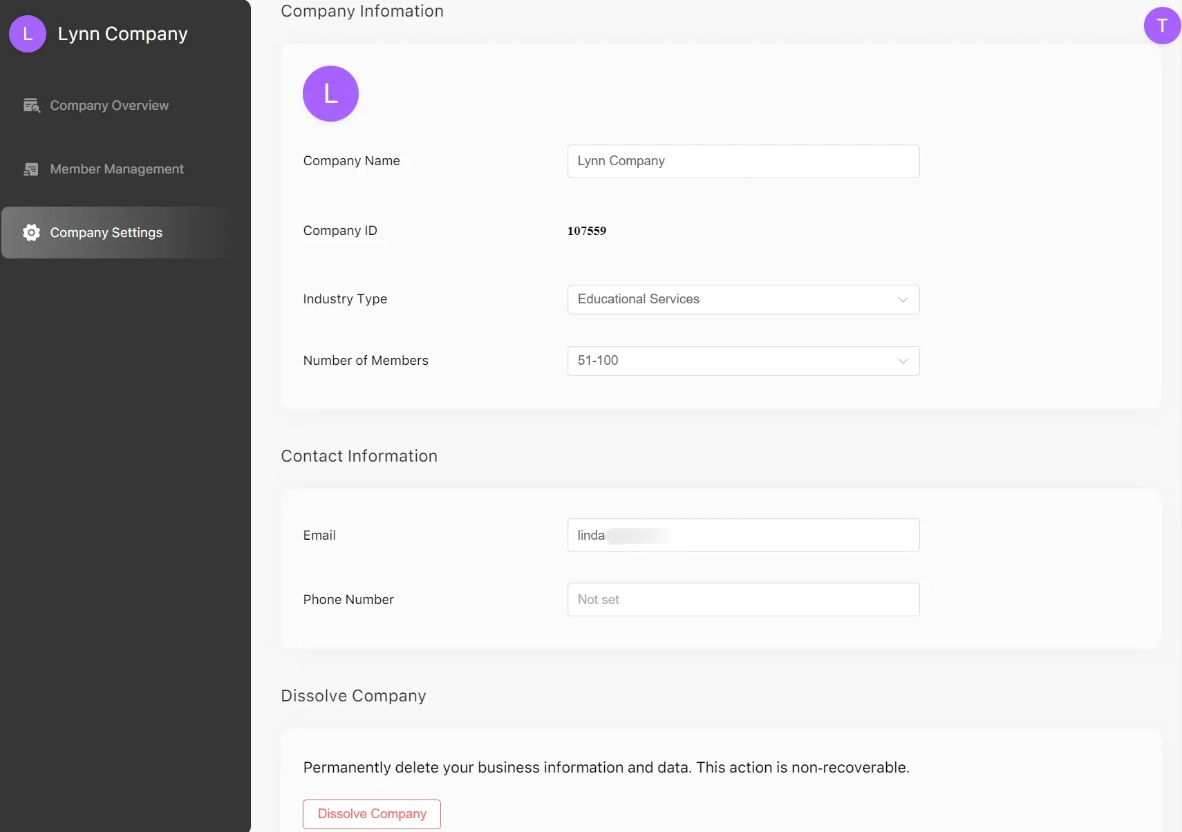 configuración de la empresa updf