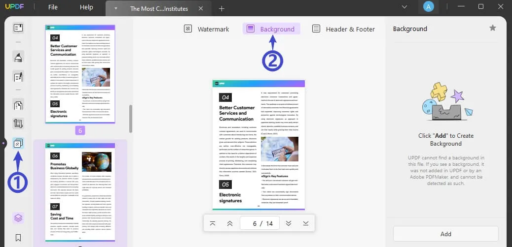 enter the pdf background color change mode