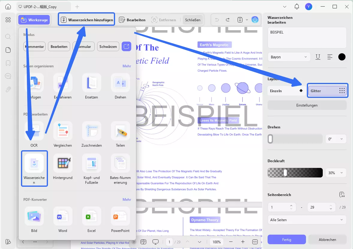 Wasserzeichen in PDF mit UPDF hinzufügen