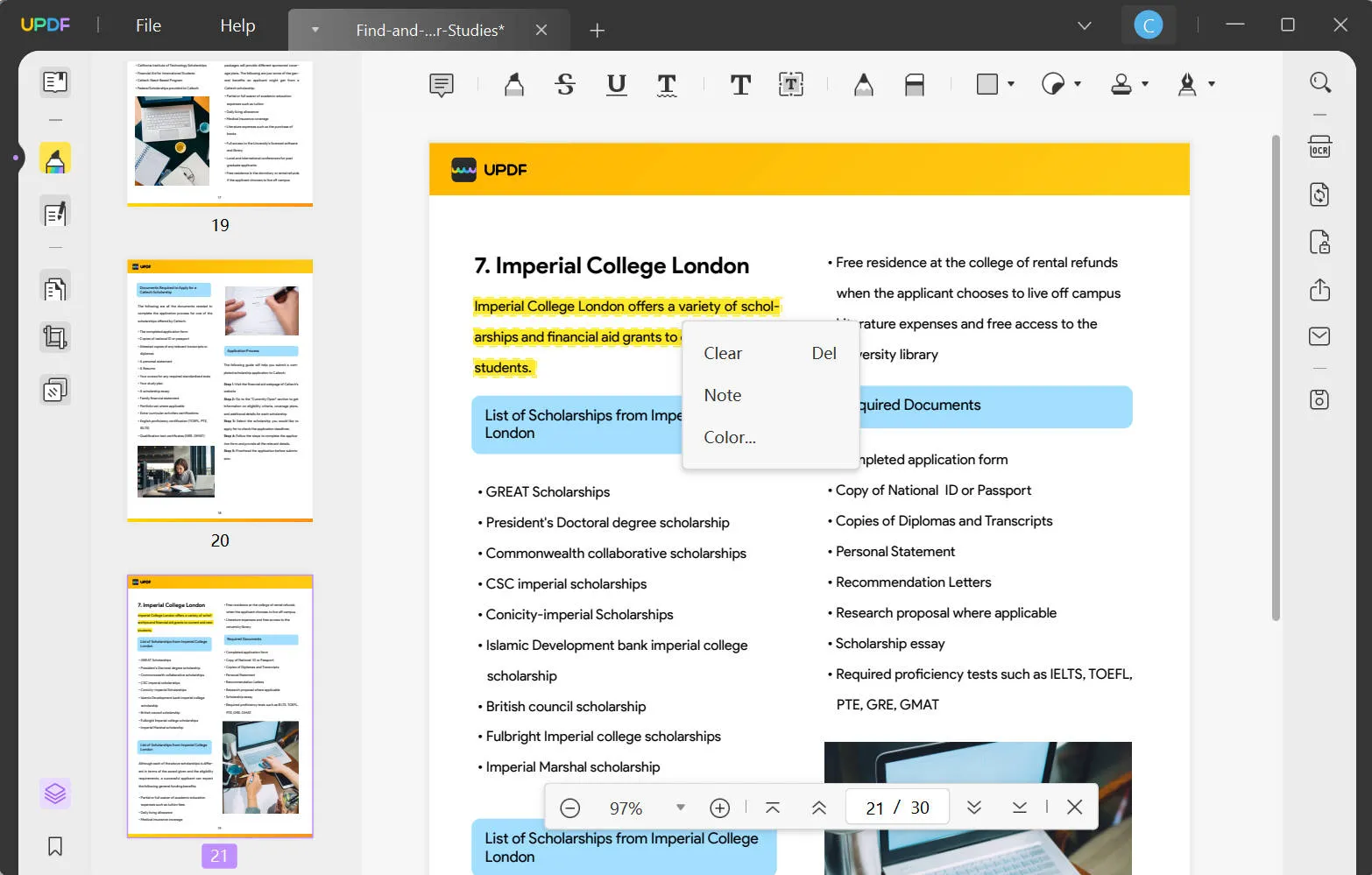 right click highlight parts 